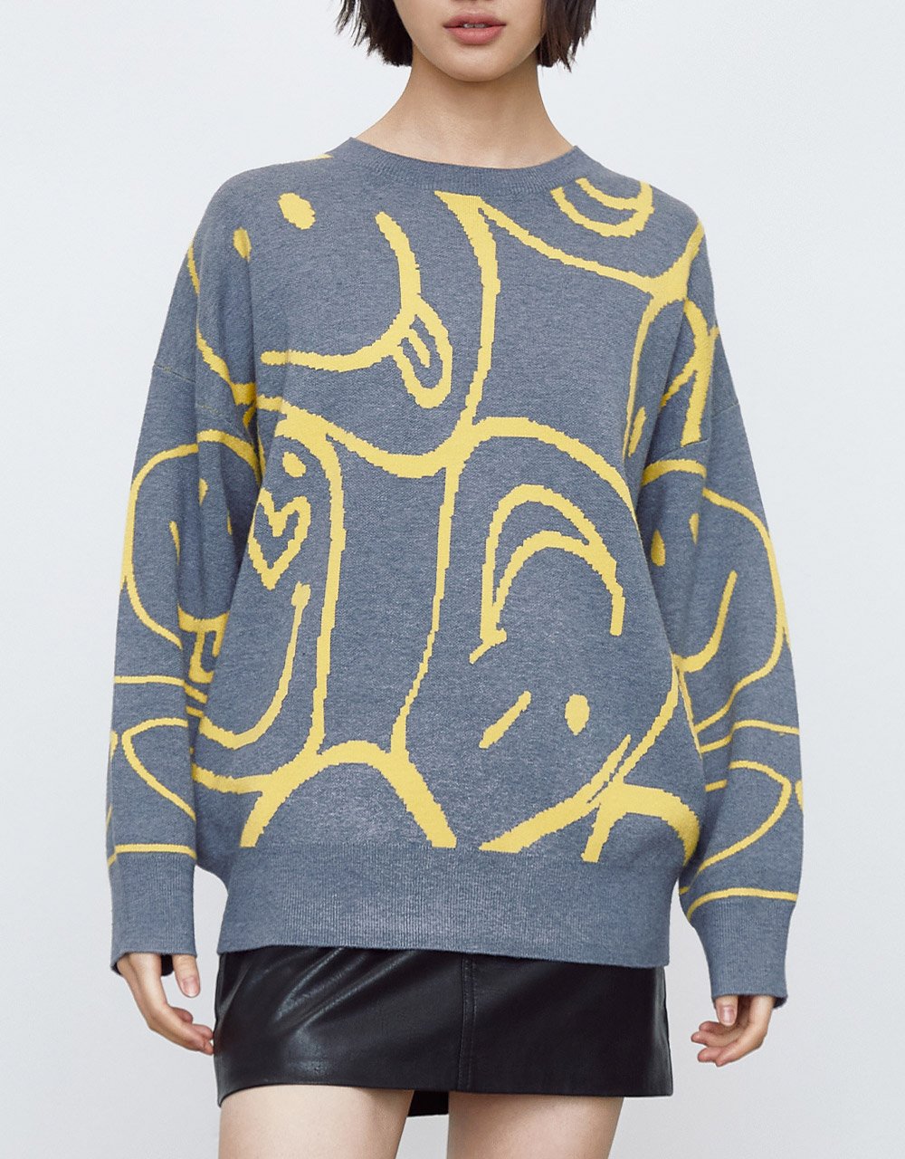 Drop Shoulder Sleeve Crew Neck Knitted T-Shirt