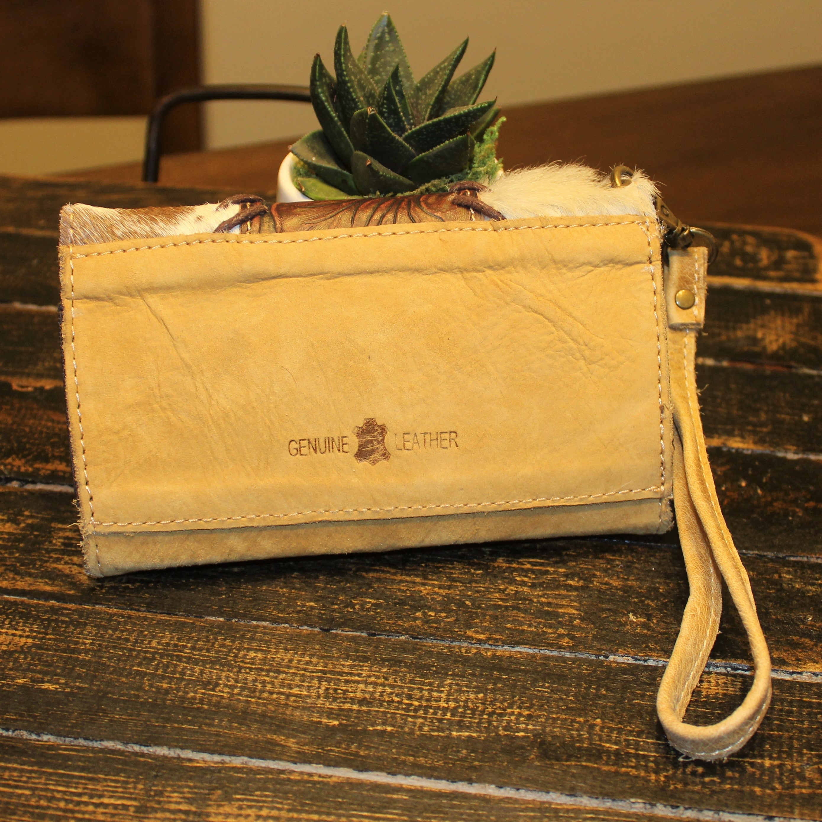 Haystack Cowhide Wristlet