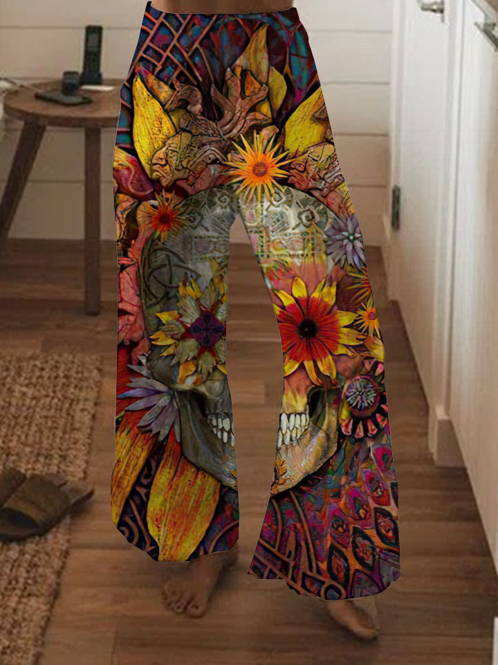 Punk Longevity Flower Skull Fashion Pants