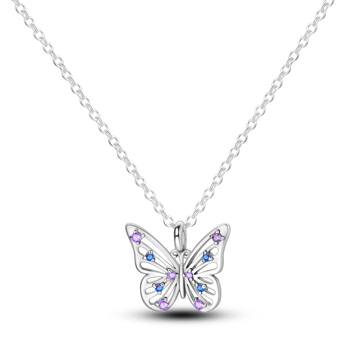 925 Sterling Silver Necklace for Women Heart Pendant Necklace Moon Pendant Necklace Colorful Cubic Zirconia Pendant with Chain Necklace Various Dainty Necklaces for Women