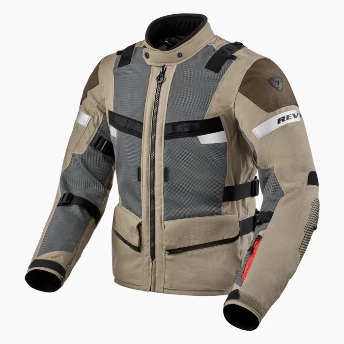 Highly ventilated and rugged jacket for on and off-road adventure riding in high temperatures.