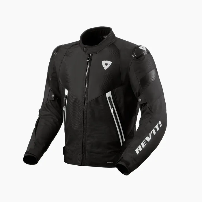 Waterproof, motorsport-inspired, textile jacket for sport street riders