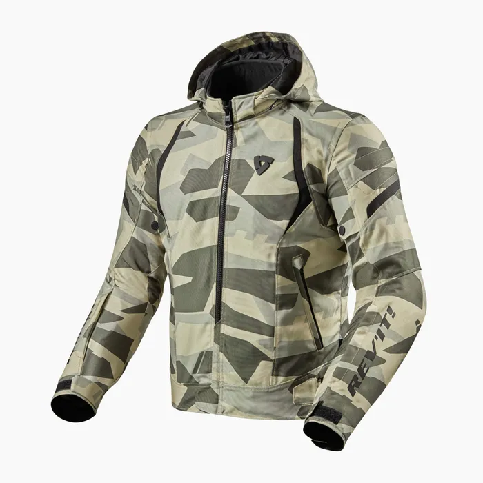Waterproof hooded jacket with camo print