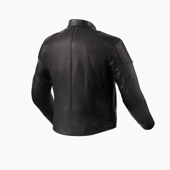 Ventilated, high-collar, Heritage-inspired leather jacket