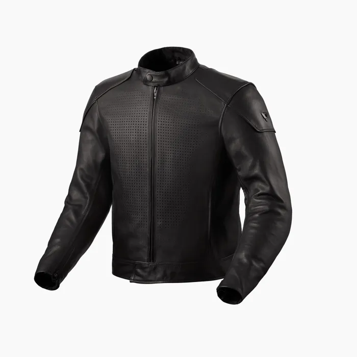 Ventilated, high-collar, Heritage-inspired leather jacket