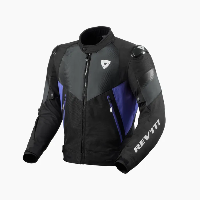 Waterproof, motorsport-inspired, textile jacket for sport street riders