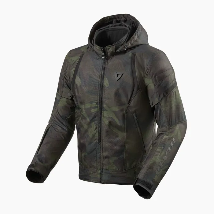 Waterproof hooded jacket with camo print