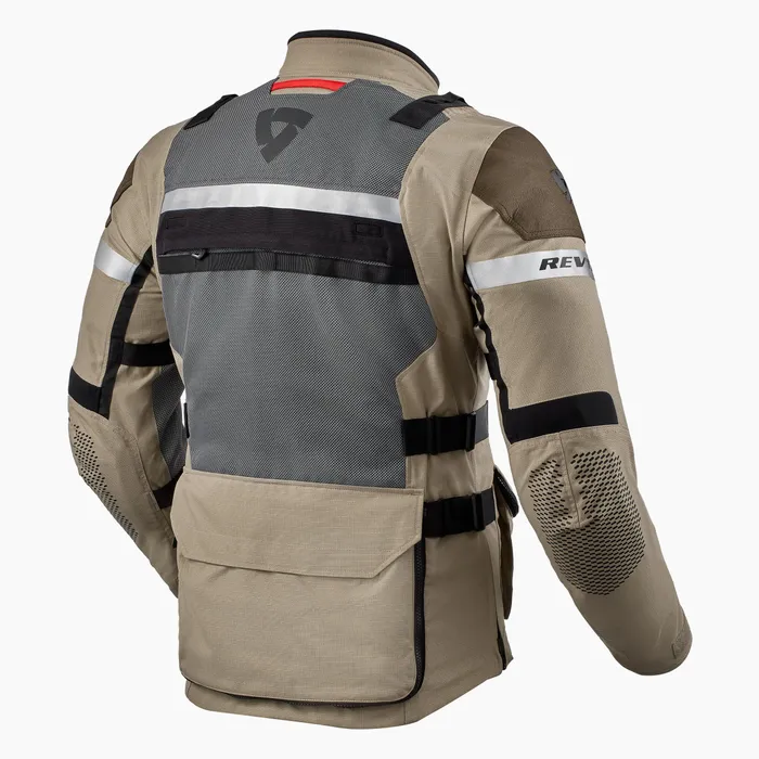 Highly ventilated and rugged jacket for on and off-road adventure riding in high temperatures.