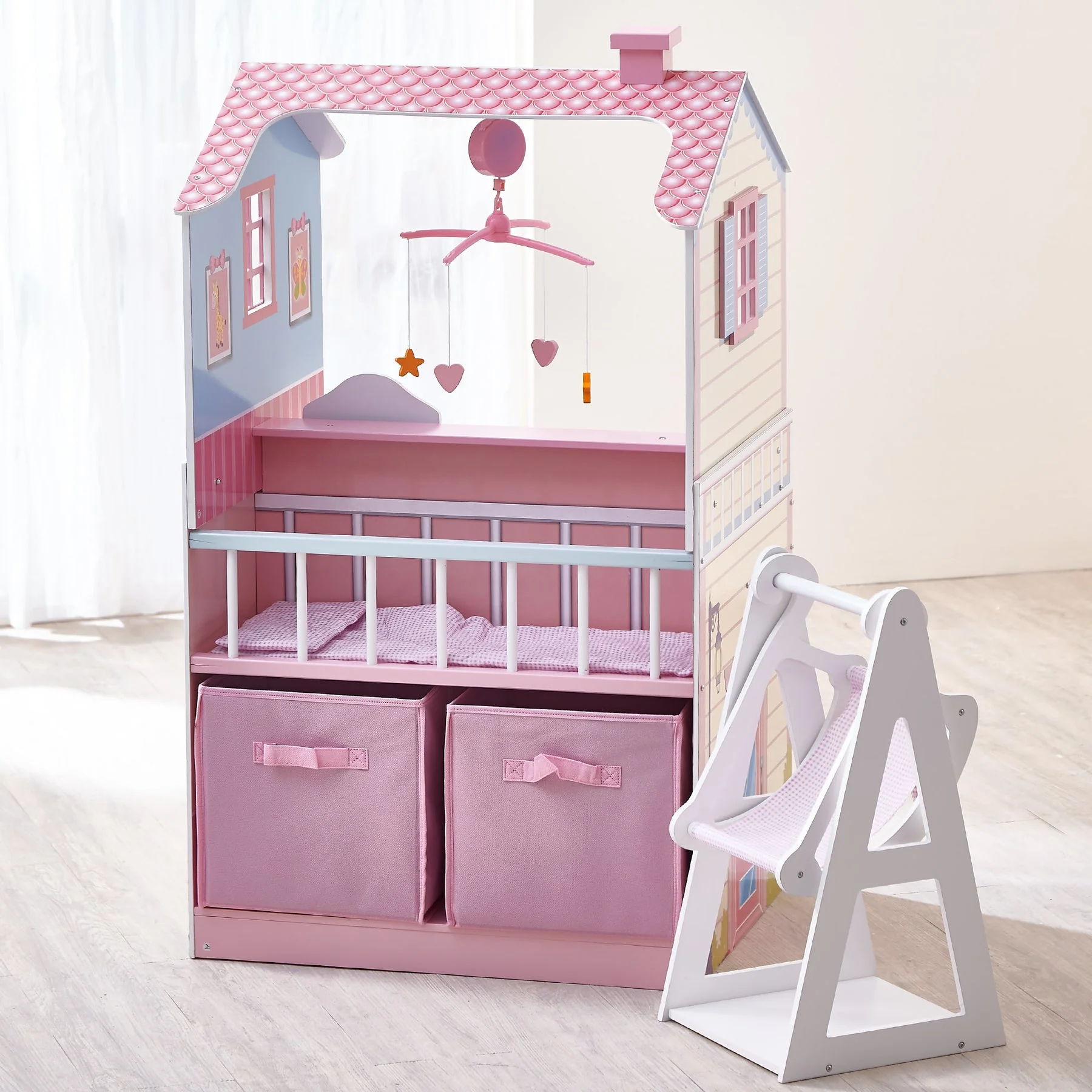 Olivia's Little World Baby Doll Changing Station Dollhouse with Storage