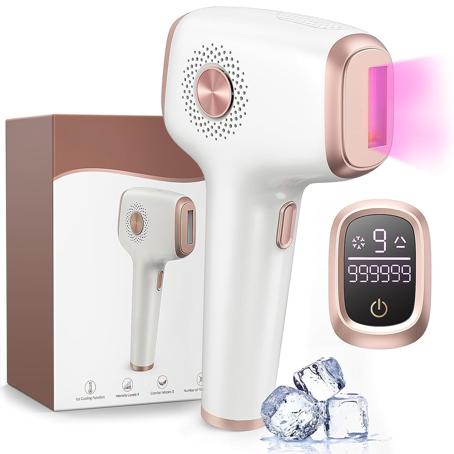 Laser Hair Removal with Ice Cooling Care Function for Women Permanent, Flashes Painless IPL Hair Remover, Hair Removal Device for Armpits Legs Arms Bikini Line