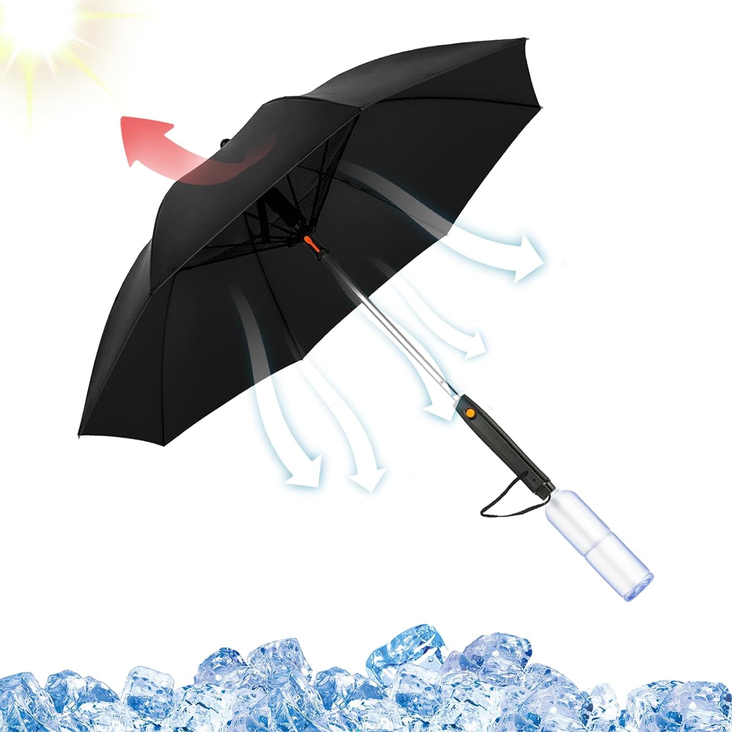 Portable Misting Fan Umbrella With UV Protection