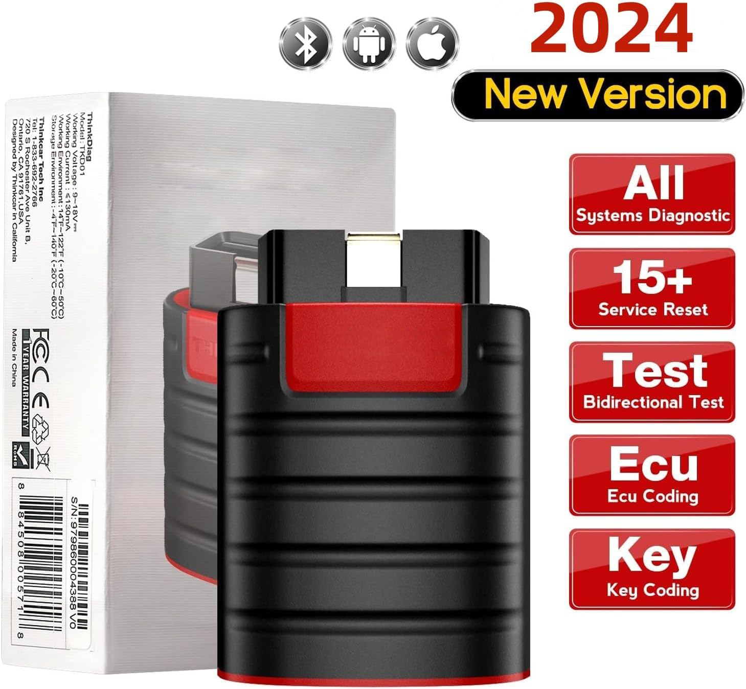 OBD2 Scanner Bluetooth, All System Bidirectional scan Tool OE Level Diagnostic Tool with ECU Coding