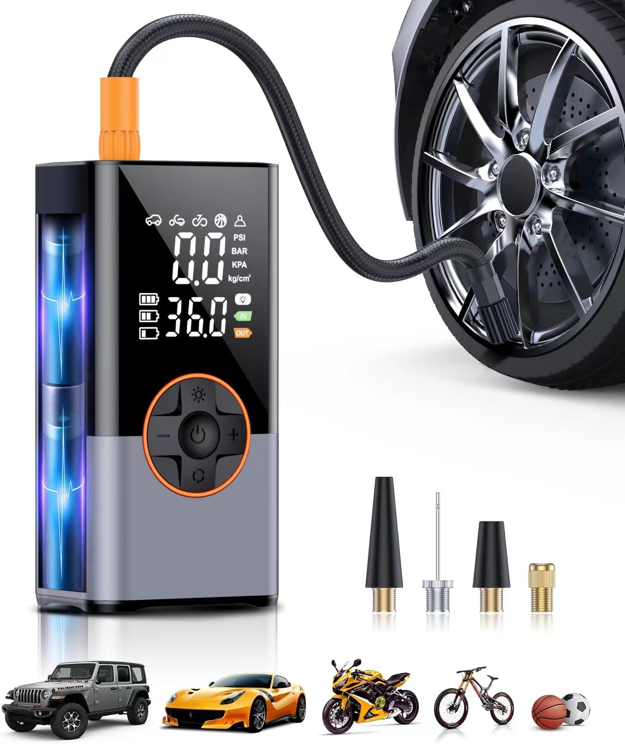 Tire Inflator Portable Air Compressor, 2X Faster Portable Air Pump with 25000mAh Battery