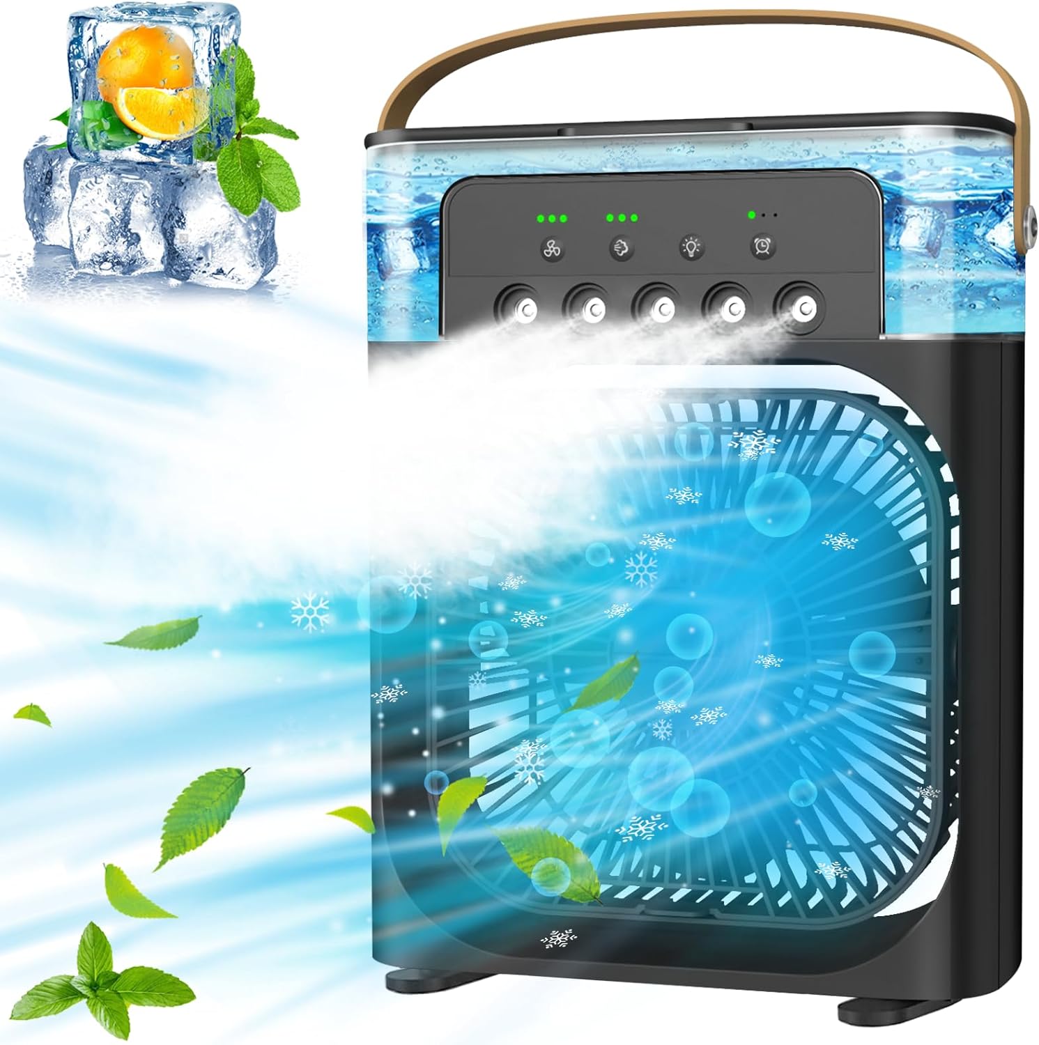 Portable Air Conditioners - Small Portable AC Quiet Personal Air Cooler,USB Powered Desktop Cooling Fan, 1/2/3 H Timer, 3 Speeds,360°Adjustment，Only cool and not damp~