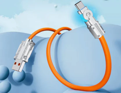 180 Rotary Alloy Connector Super Fast Charging Data Cable Apple & Type-C