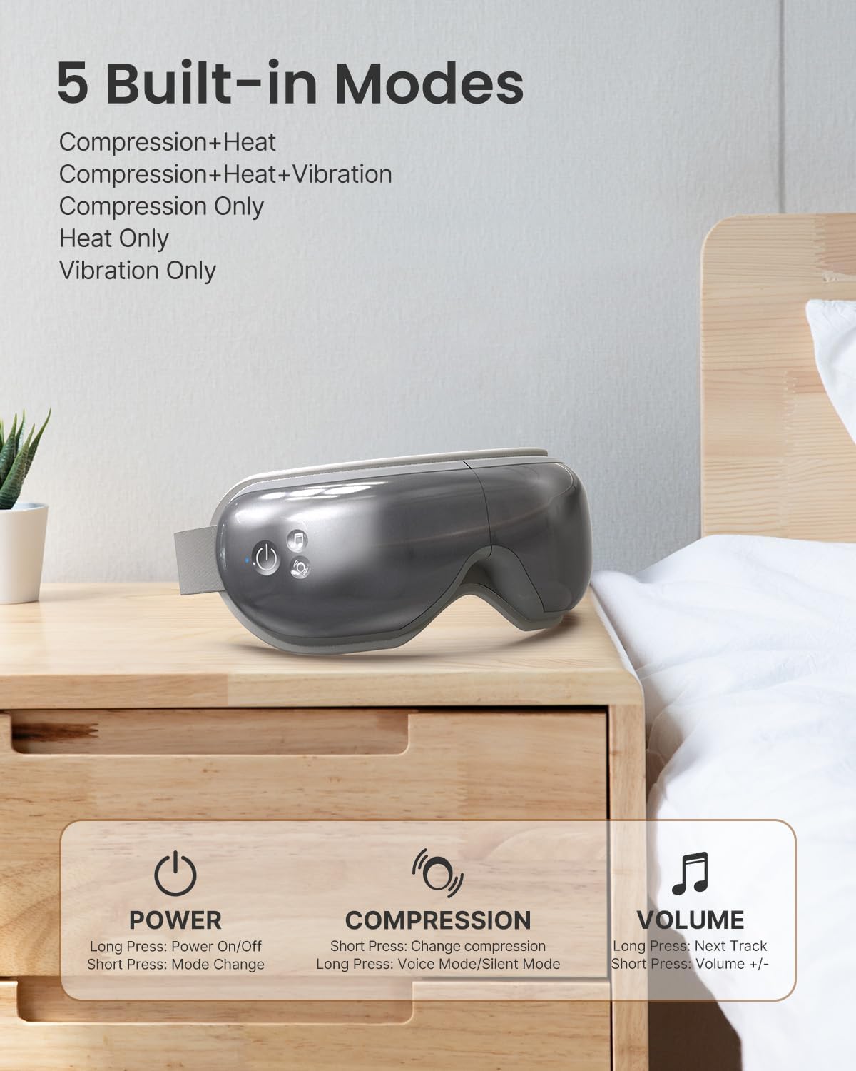 Eye Massager with Heat, Face Massager, Heated Eye Mask with Bluetooth Music