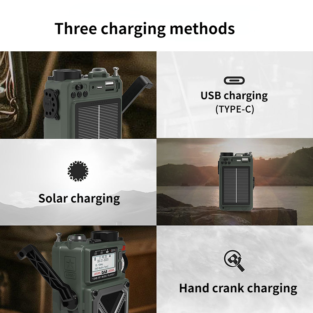 Outdoor portable handheld solar emergency radio Bluetooth speaker