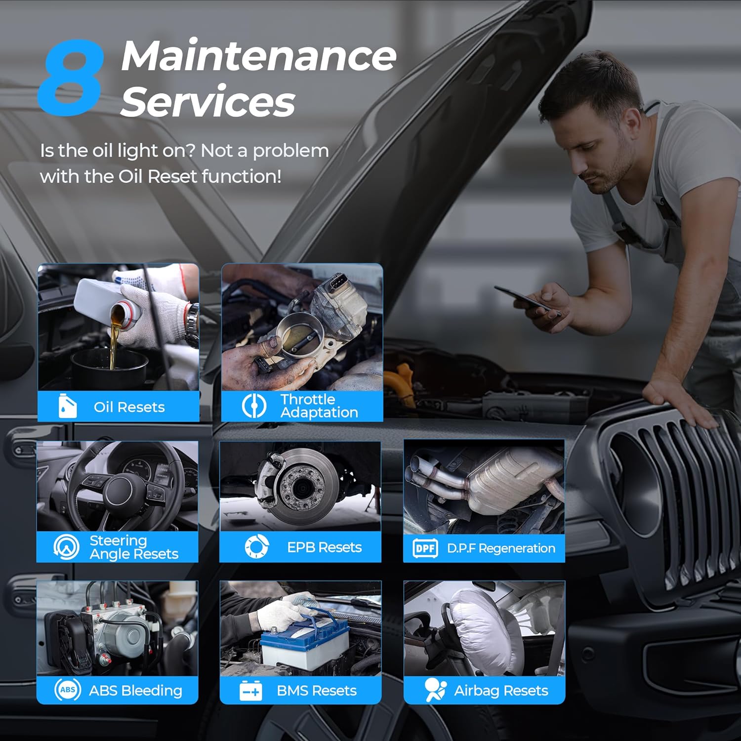 TopScan OBD2 Scanner Bluetooth, Bi-Directional Scanner Wireless All System Diagnostic Tool for iOS & Android