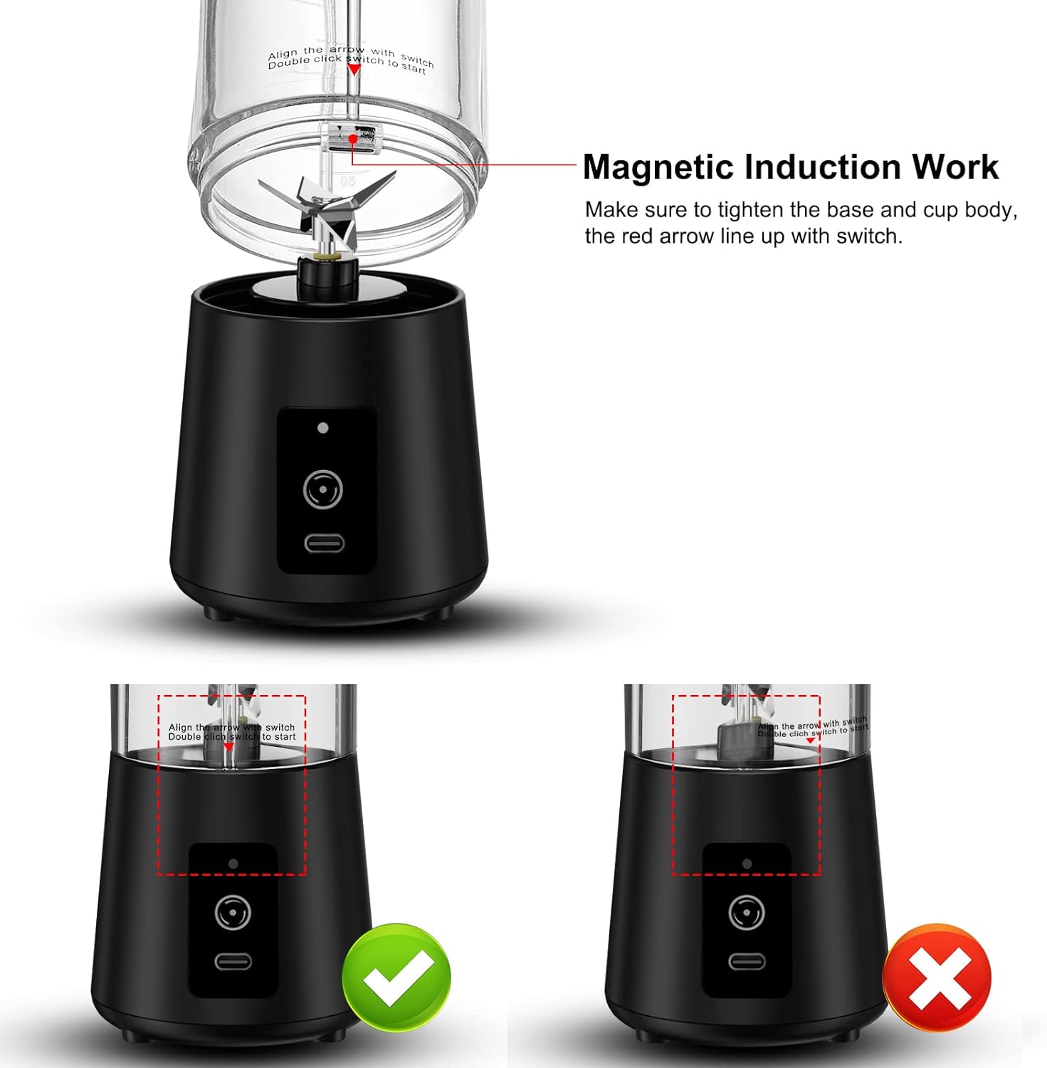 Portable Blender, Personal Mini Blender Smoothies and Shakes USB Rechargeable Juicer Cup Travel Handheld Fresh Juice Blender