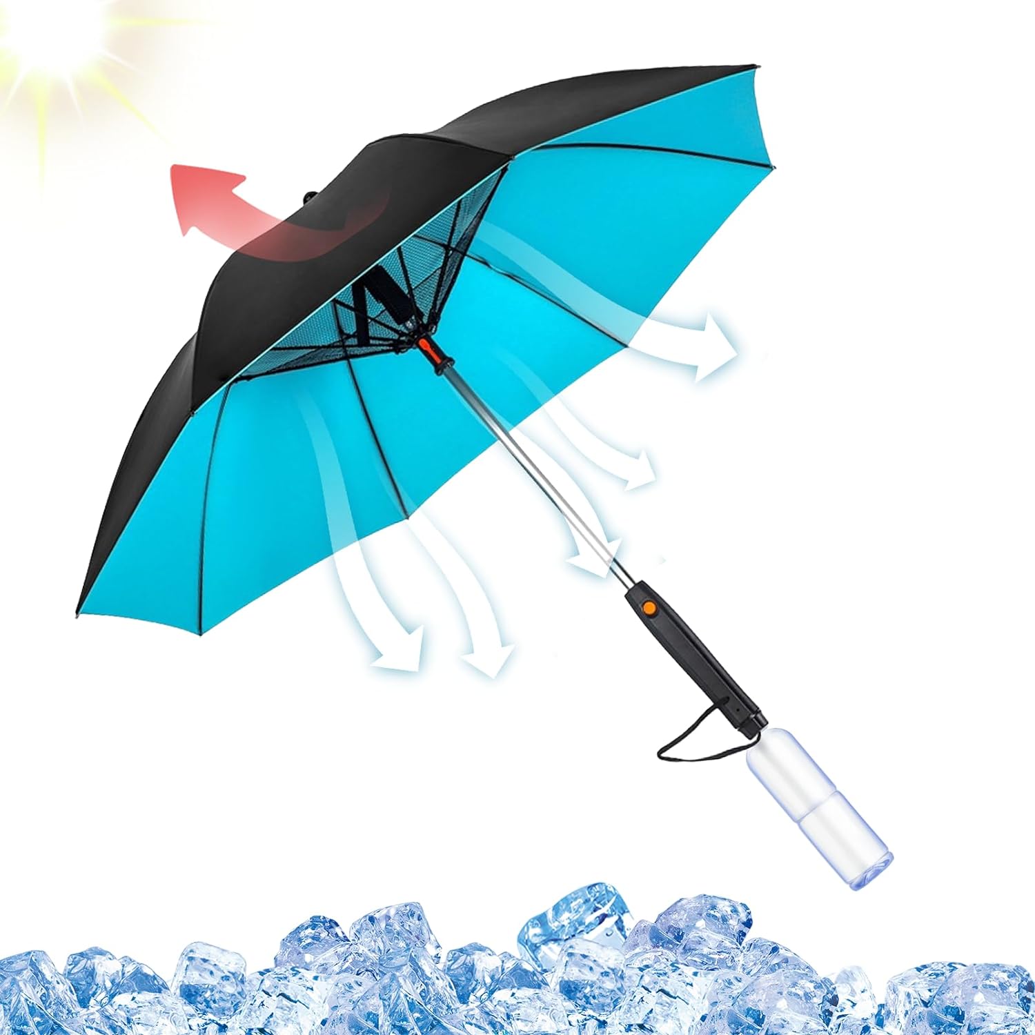 Portable Misting Fan Umbrella With UV Protection