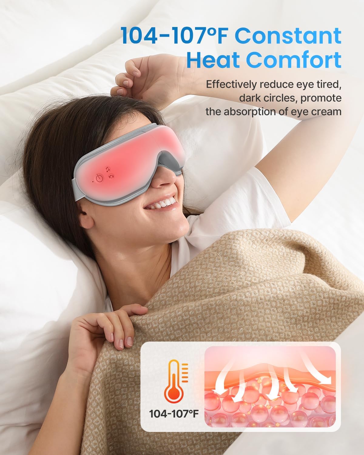 Eye Massager with Heat, Face Massager, Heated Eye Mask with Bluetooth Music