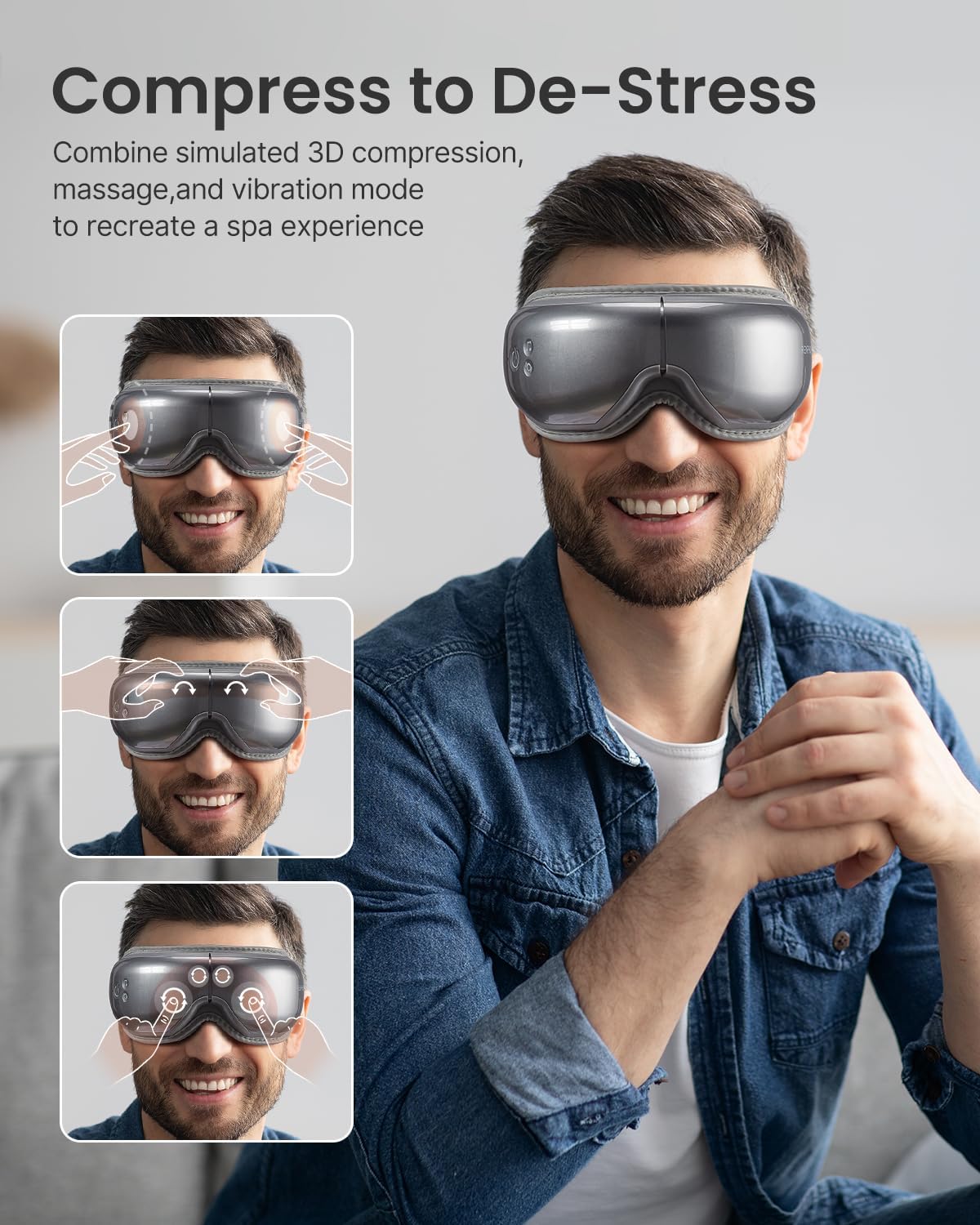 Eye Massager with Heat, Face Massager, Heated Eye Mask with Bluetooth Music