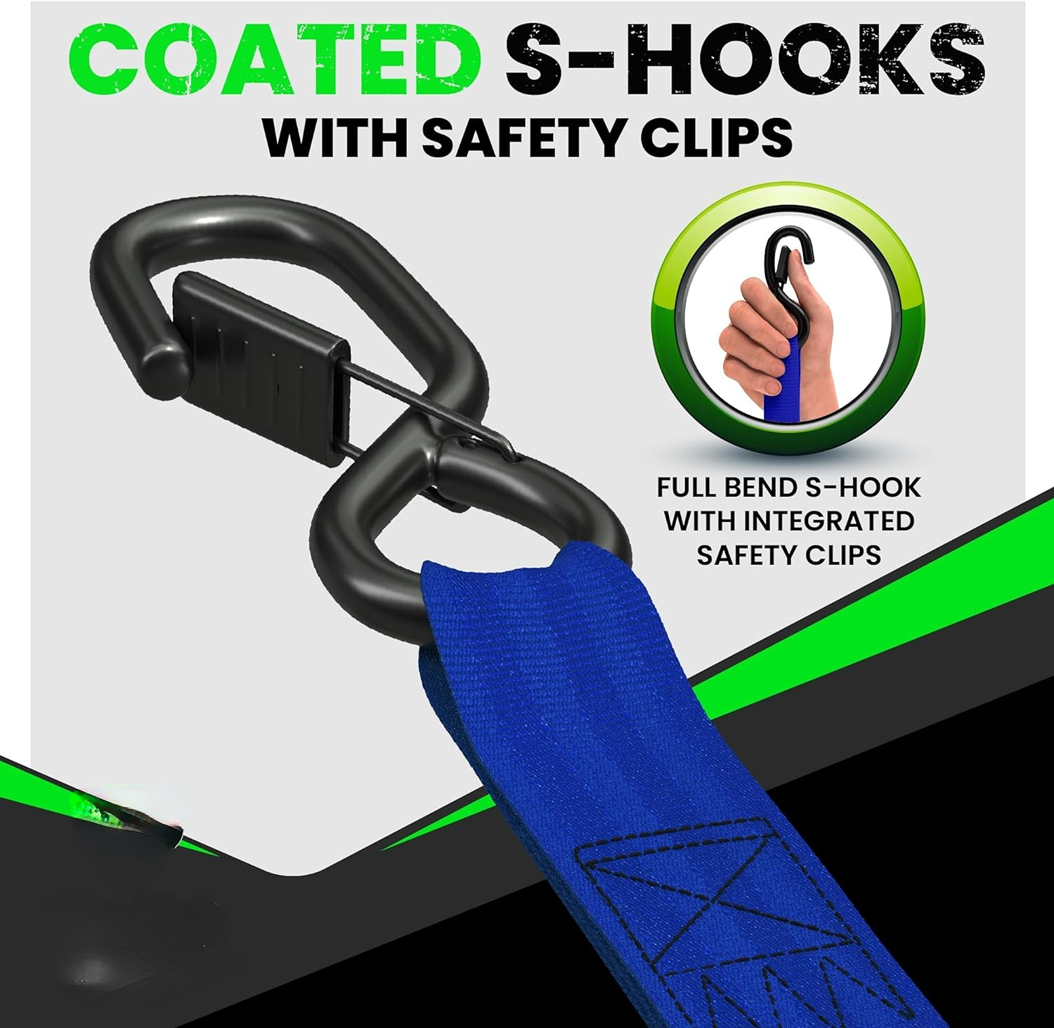 Retractable ratchet Tie down Band (4PK) - 1,209 LBS guaranteed maximum breaking strength! Includes (4) Ultimate 1 