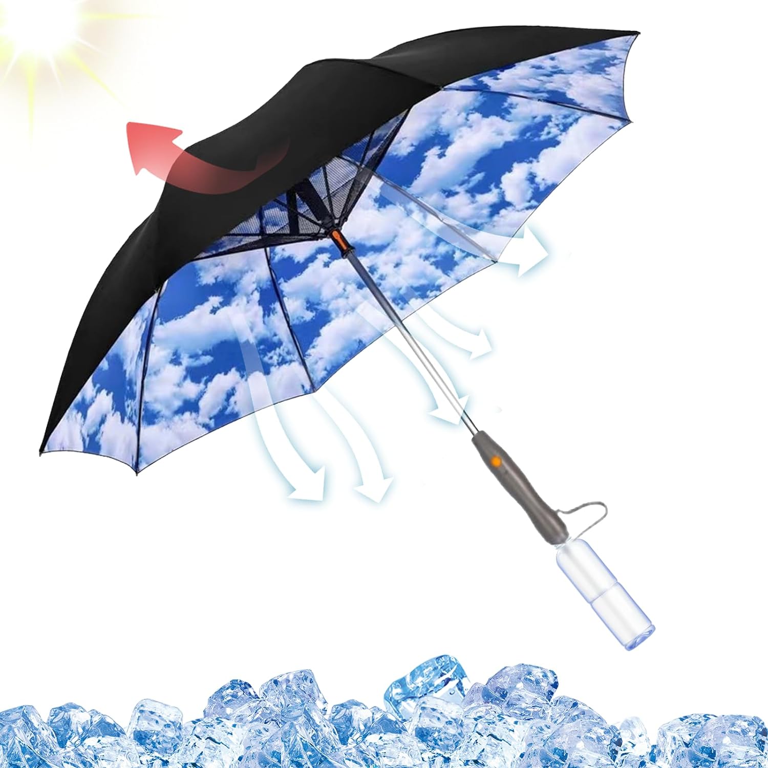 Portable Misting Fan Umbrella With UV Protection