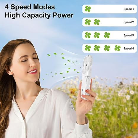 3 in 1 Folding Portable Neck Fan Digital Display Mini Fan with Power Bank & Cellphone Stand