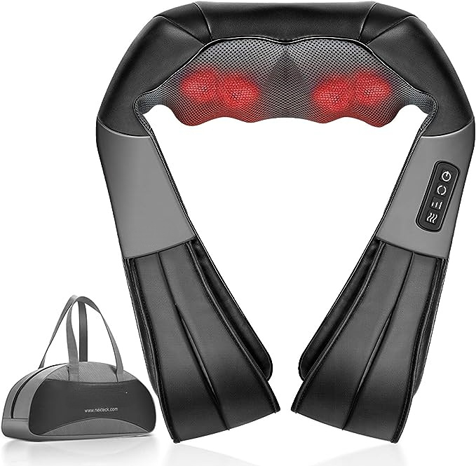 Shiatsu Neck and Back Massager with Soothing Heat,  Electric Deep Tissue 3D Kneading Massage Pillow