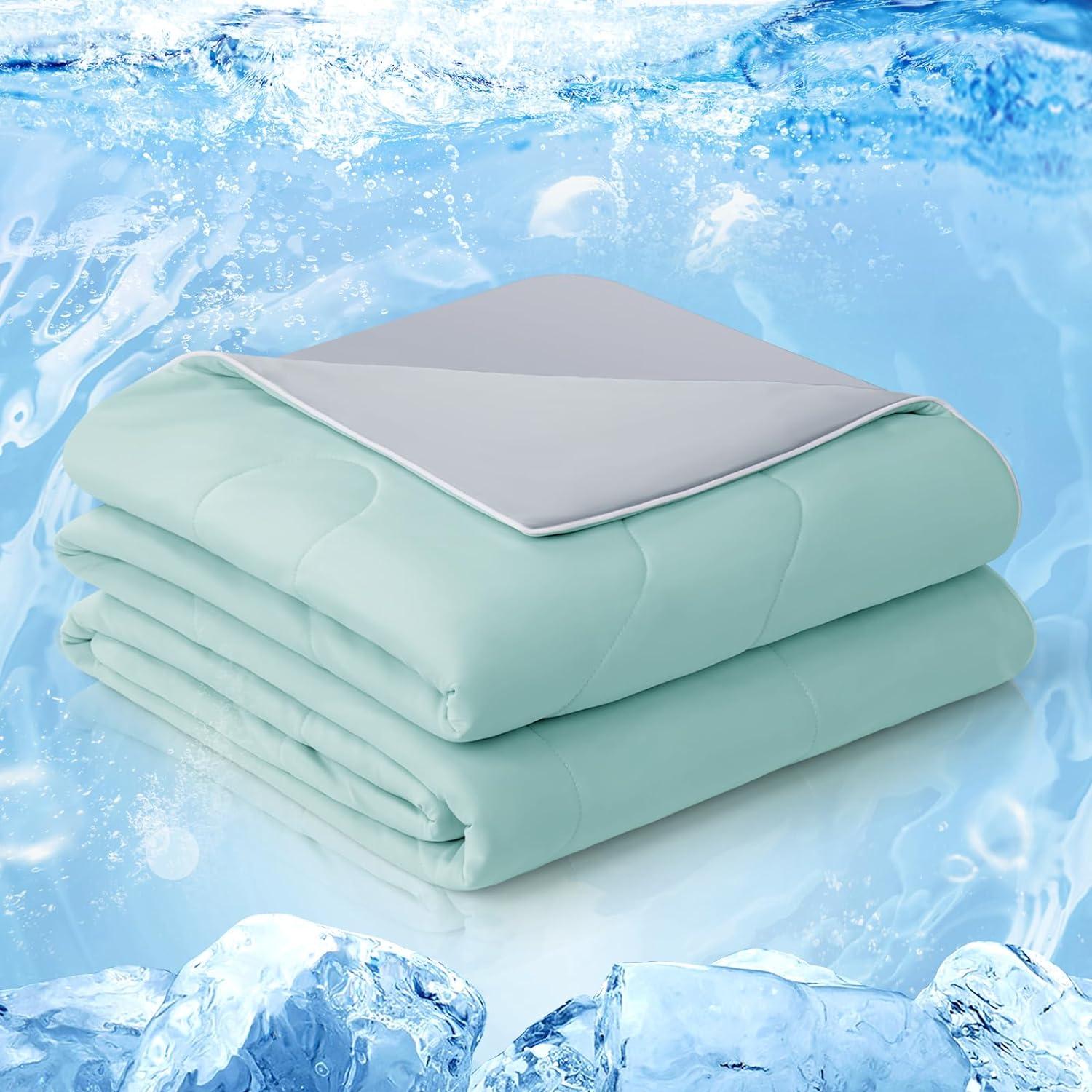 Cooling Comforter Queen, Cold Touch Fabric Absorbs Body Heat, Double-Sided Cool Design Soft Fluffy Cooling Blanket for Night Sweats Hot Sleeper