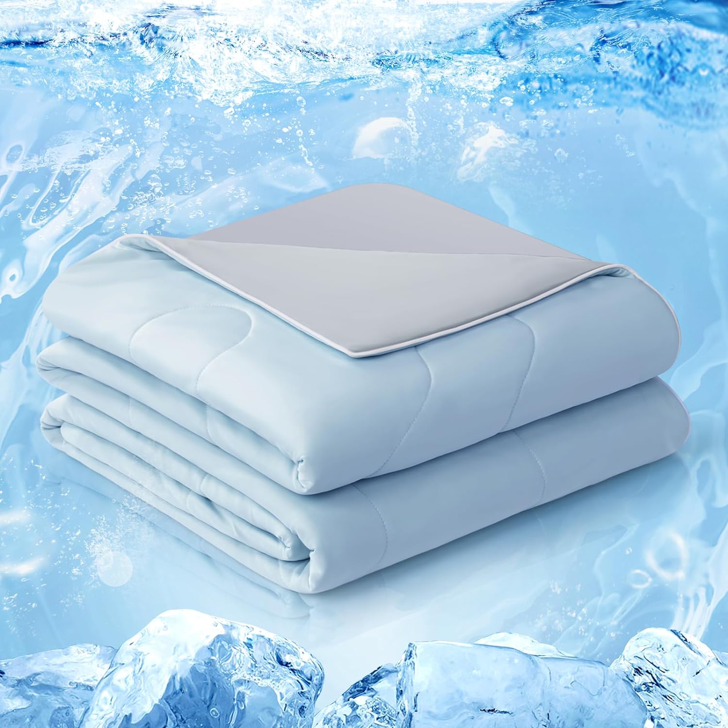 Cooling Comforter Queen, Cold Touch Fabric Absorbs Body Heat, Double-Sided Cool Design Soft Fluffy Cooling Blanket for Night Sweats Hot Sleeper