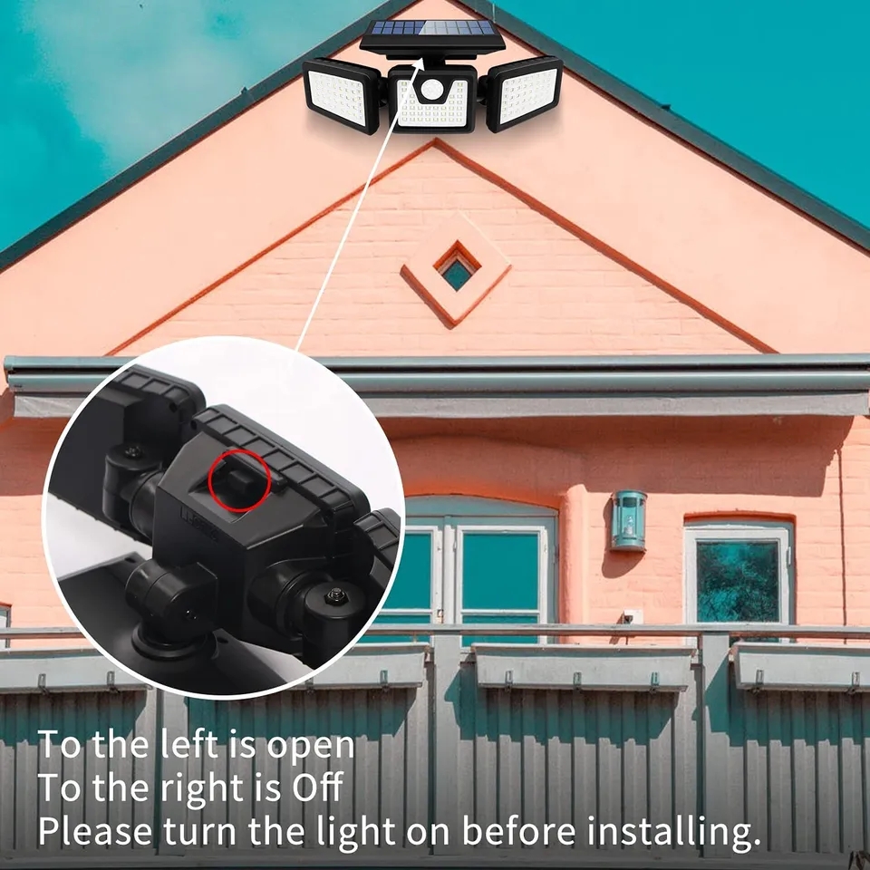 LED Solar Lights Outdoor Waterproof Motion Sensor Security Lamp 3 Head,Last Day~50% discount !