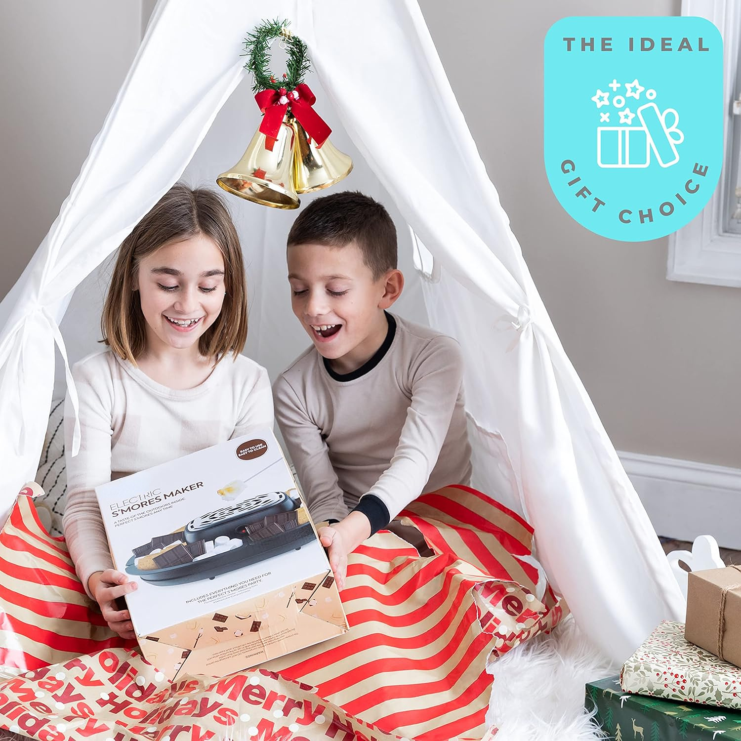 Flameless Electric Marshmallow Roaster – 4 Detachable Trays & 4 Roasting Forks – Gift Set & Date Night Idea. Movie Night Supplies & Housewarming Gift