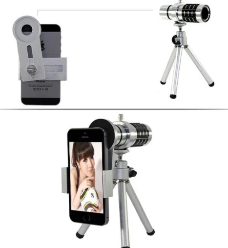 12X mobile telescope general 12 times long focal camera lens with three foot travel universal omnipotent