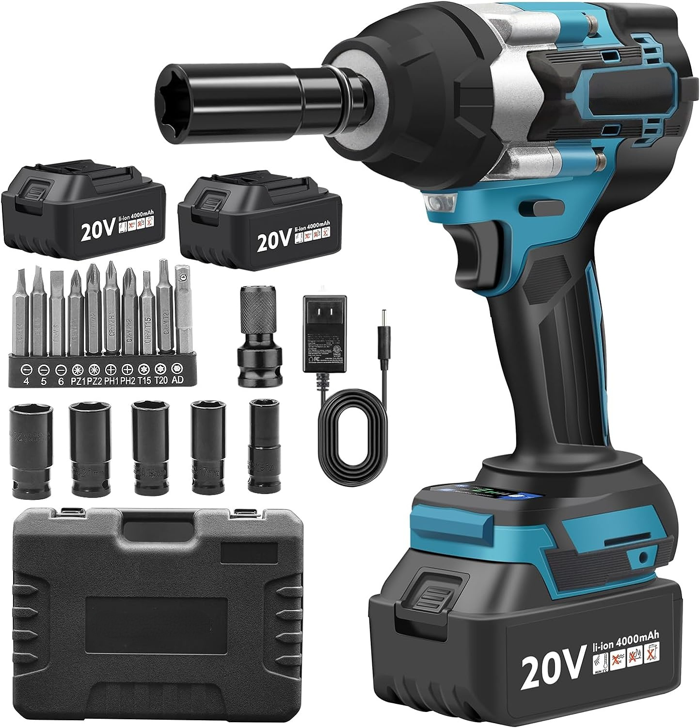 Cordless impact wrench, 1/2-inch brushless 20V impact gun 443 ft lb (600 nm)