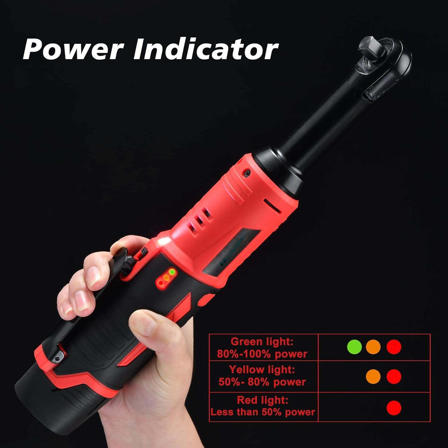 Cordless electric ratchet wrench Set, 3/8 inch 12V electric ratchet tool kit with 2 packs 2000mAh lithium-ion batteries and charger