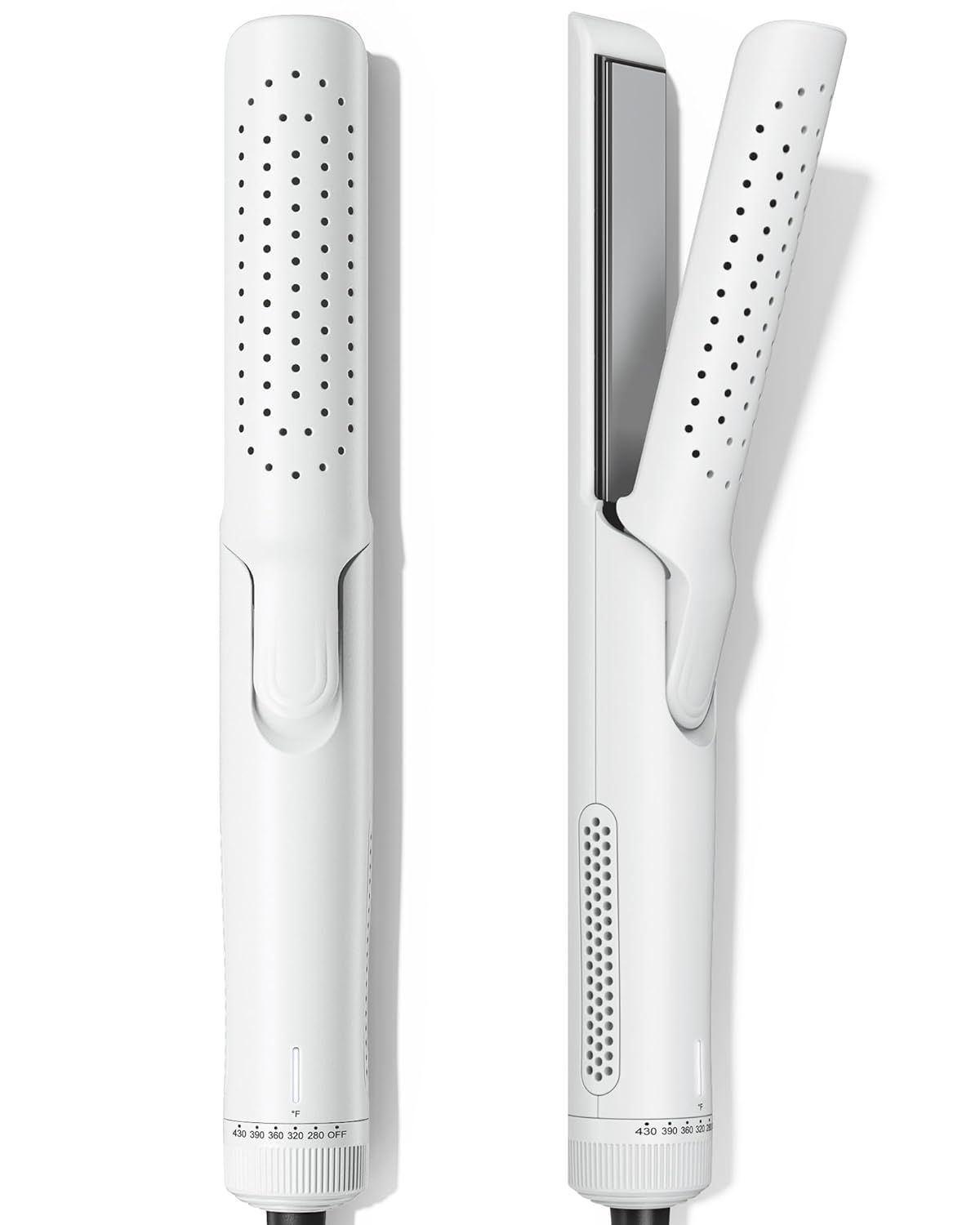 Styler Curling Iron with 360° Vented Cool Air for Long-Lasting Curls, 1 Inch Hair Straightener and Curler 2 in 1, Dual Voltage, Adjustable Temps, Pink