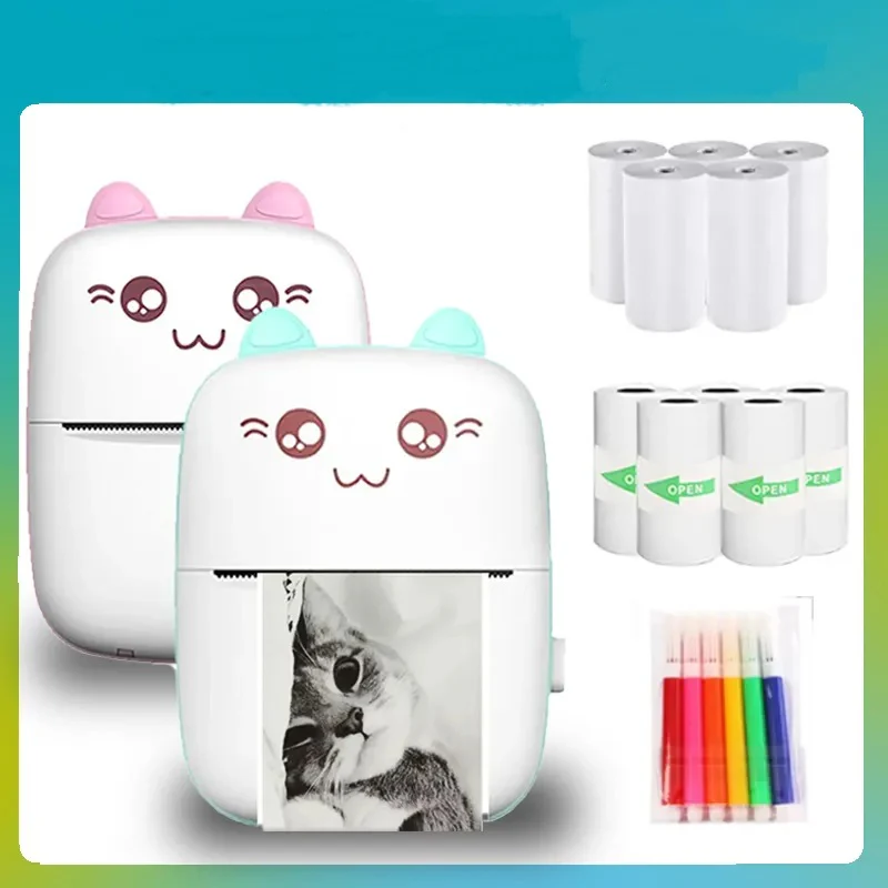 Portable Thermal Printer MINI Photo Pocket Thermal Label Printer Ink-Free 58mm Printing Wireless Bluetooth Android IOS