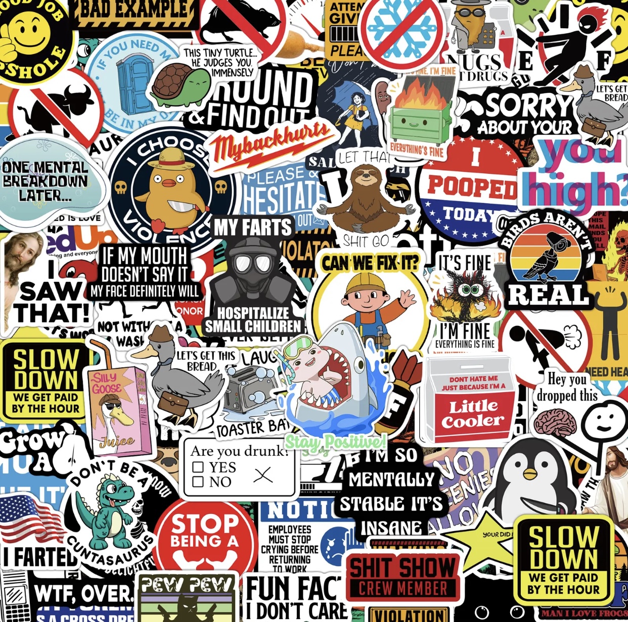 200pcs Funny Stickers for Adults, PrankMeme (Dirty) Sticker Pack for Bumper, HardHat,Water Bottles, Co-Worker, Computers,Vinyl Waterproof Decals