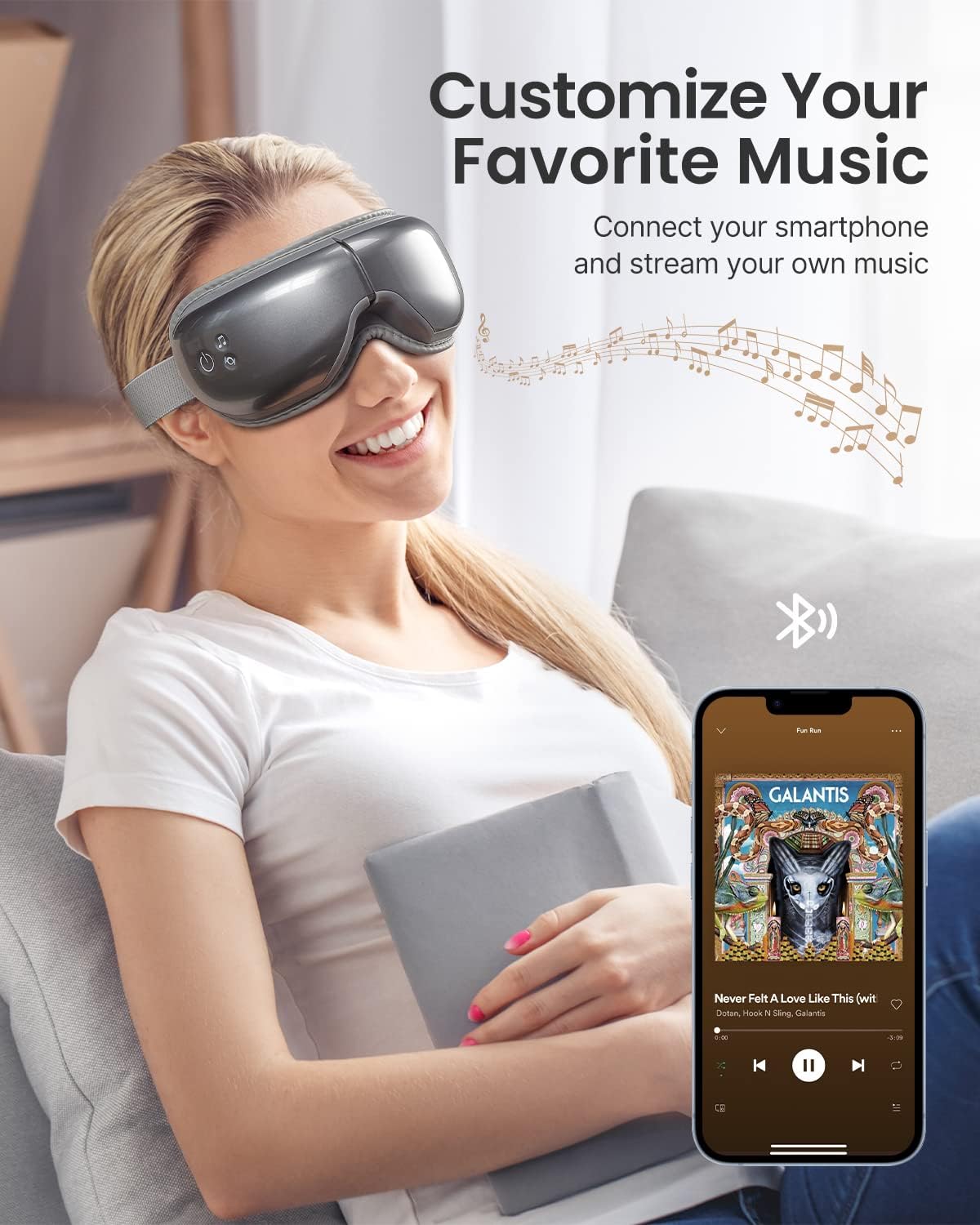 Eye Massager with Heat, Face Massager, Heated Eye Mask with Bluetooth Music