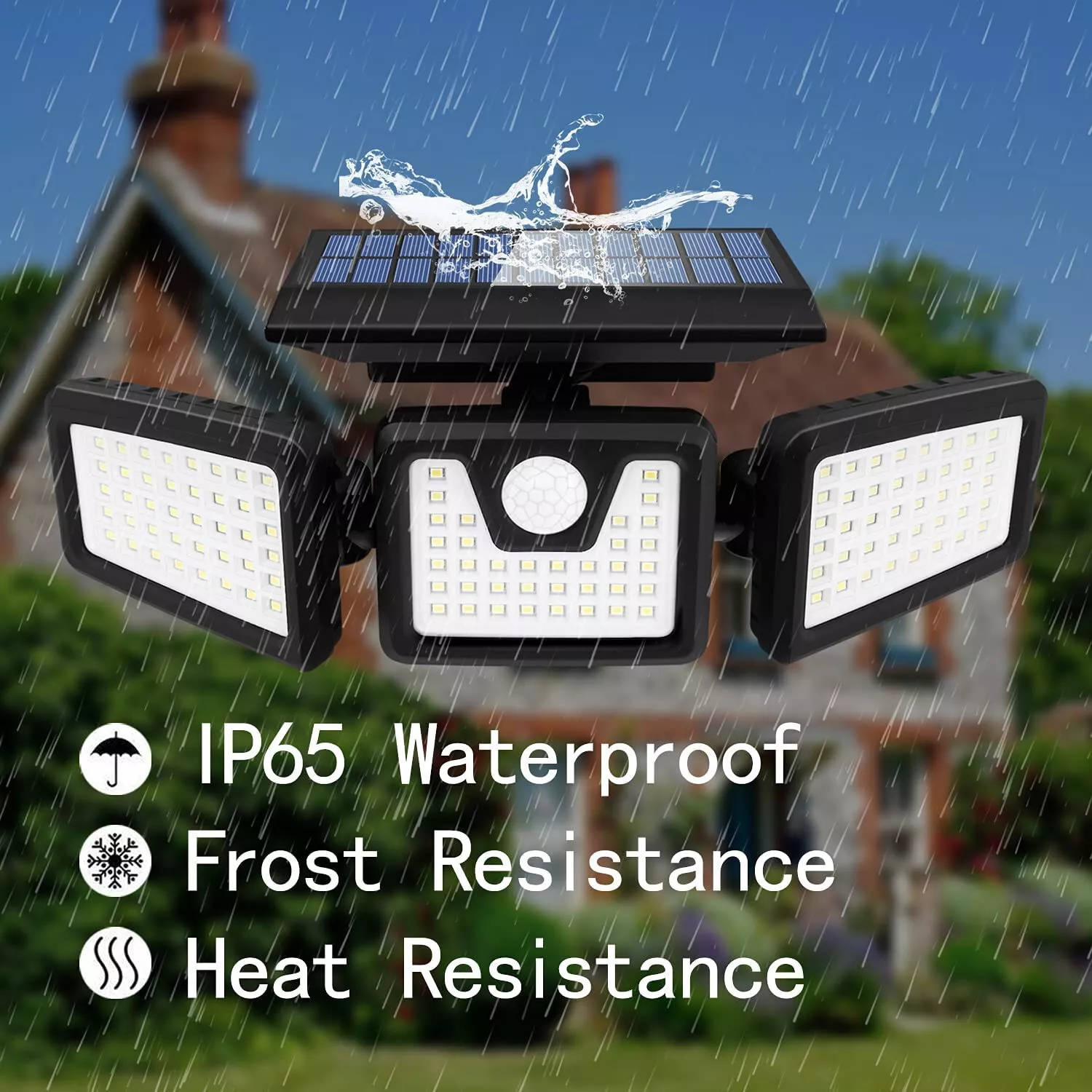 LED Solar Lights Outdoor Waterproof Motion Sensor Security Lamp 3 Head,Last Day~50% discount !