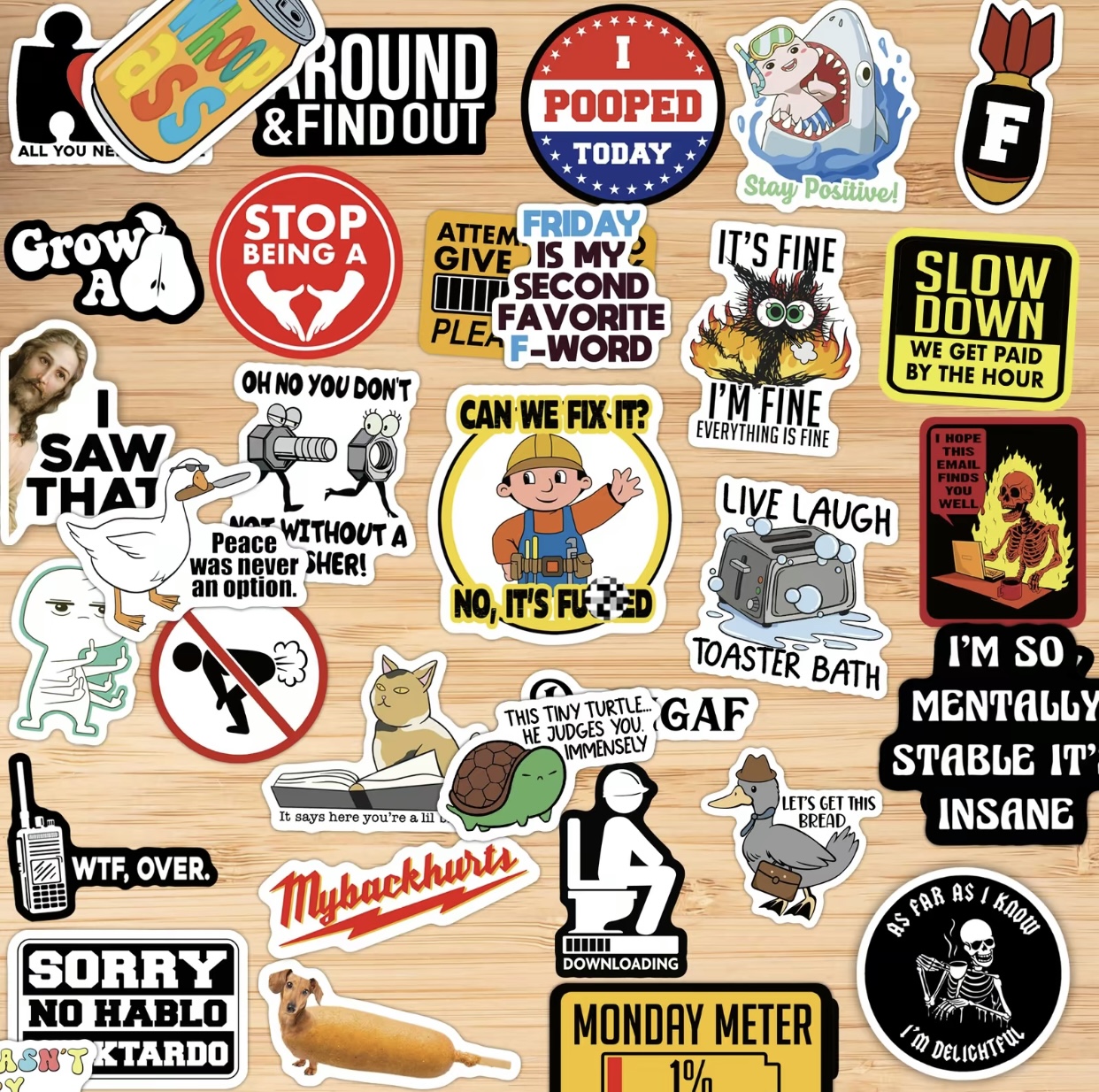 200pcs Funny Stickers for Adults, PrankMeme (Dirty) Sticker Pack for Bumper, HardHat,Water Bottles, Co-Worker, Computers,Vinyl Waterproof Decals