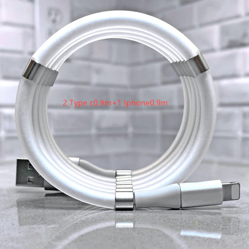 Magnetic USB Data Cable easy to Arrange For I Phones Type-C and Micro