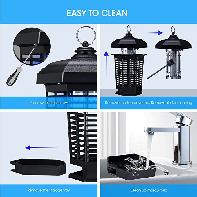 Bug Zapper Outdoor Electric, Mosquito Zapper, Fly Traps, Fly Zapper, Mosquito Killer, 3 Prong Plug, 90-130V, ABS Plastic Outer