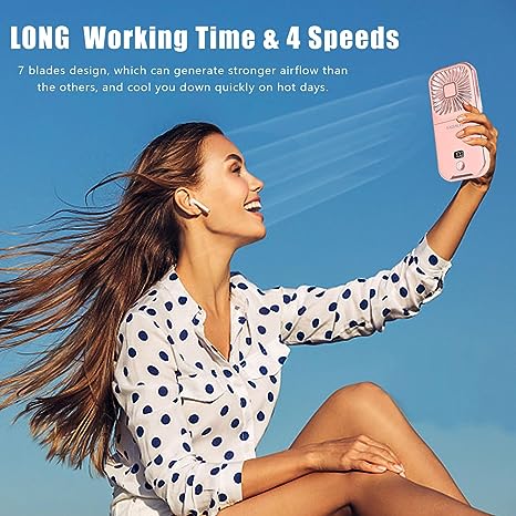 3 in 1 Folding Portable Neck Fan Digital Display Mini Fan with Power Bank & Cellphone Stand