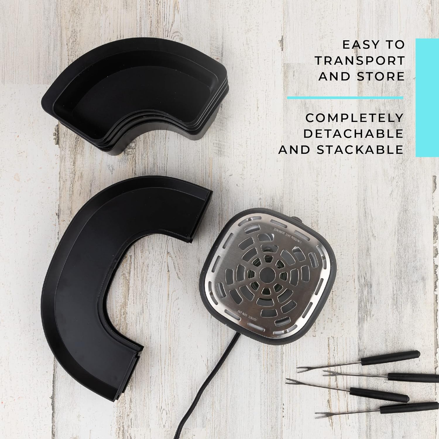 Flameless Electric Marshmallow Roaster – 4 Detachable Trays & 4 Roasting Forks – Gift Set & Date Night Idea. Movie Night Supplies & Housewarming Gift