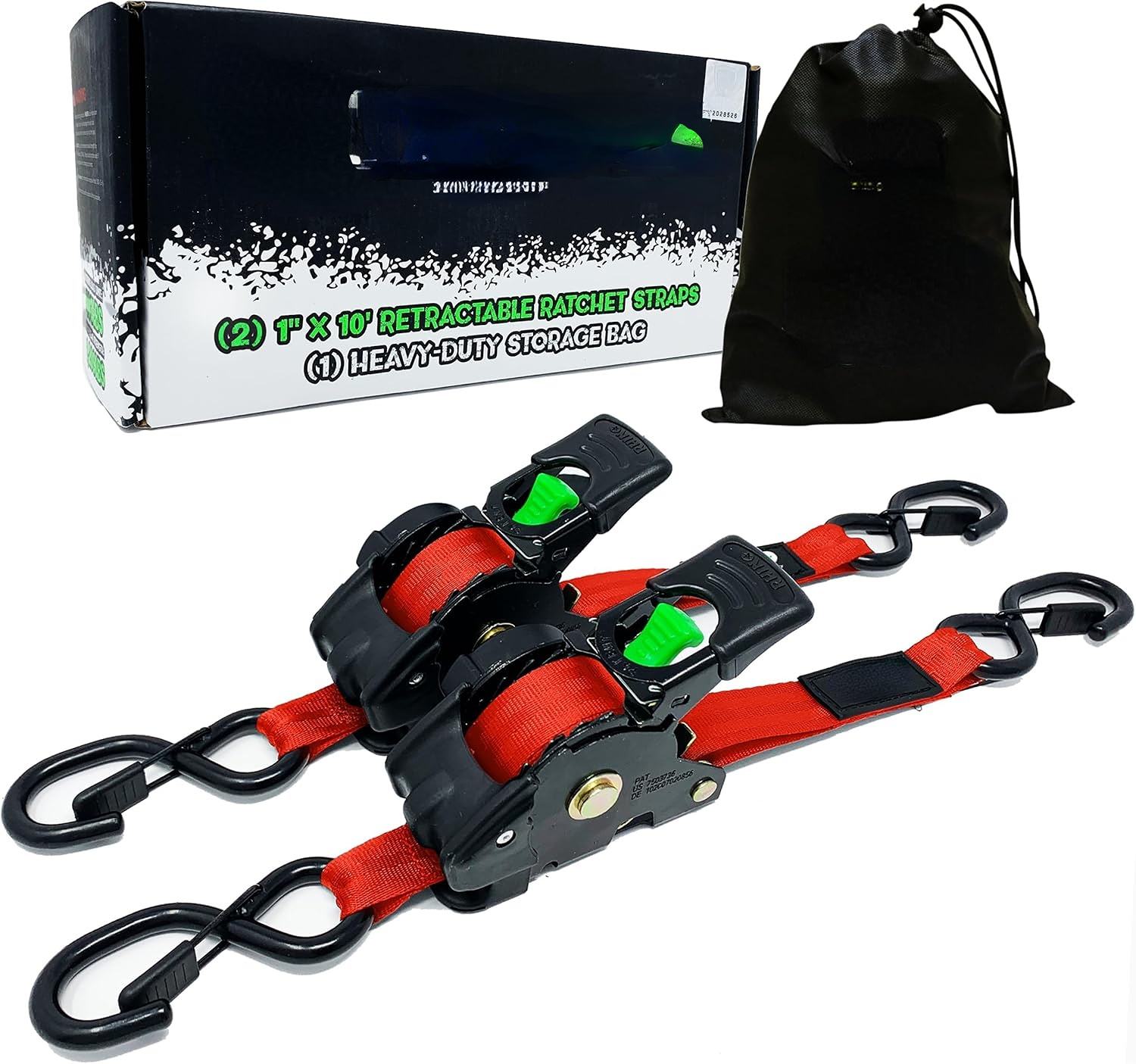 Retractable ratchet Tie down Band (4PK) - 1,209 LBS guaranteed maximum breaking strength! Includes (4) Ultimate 1 