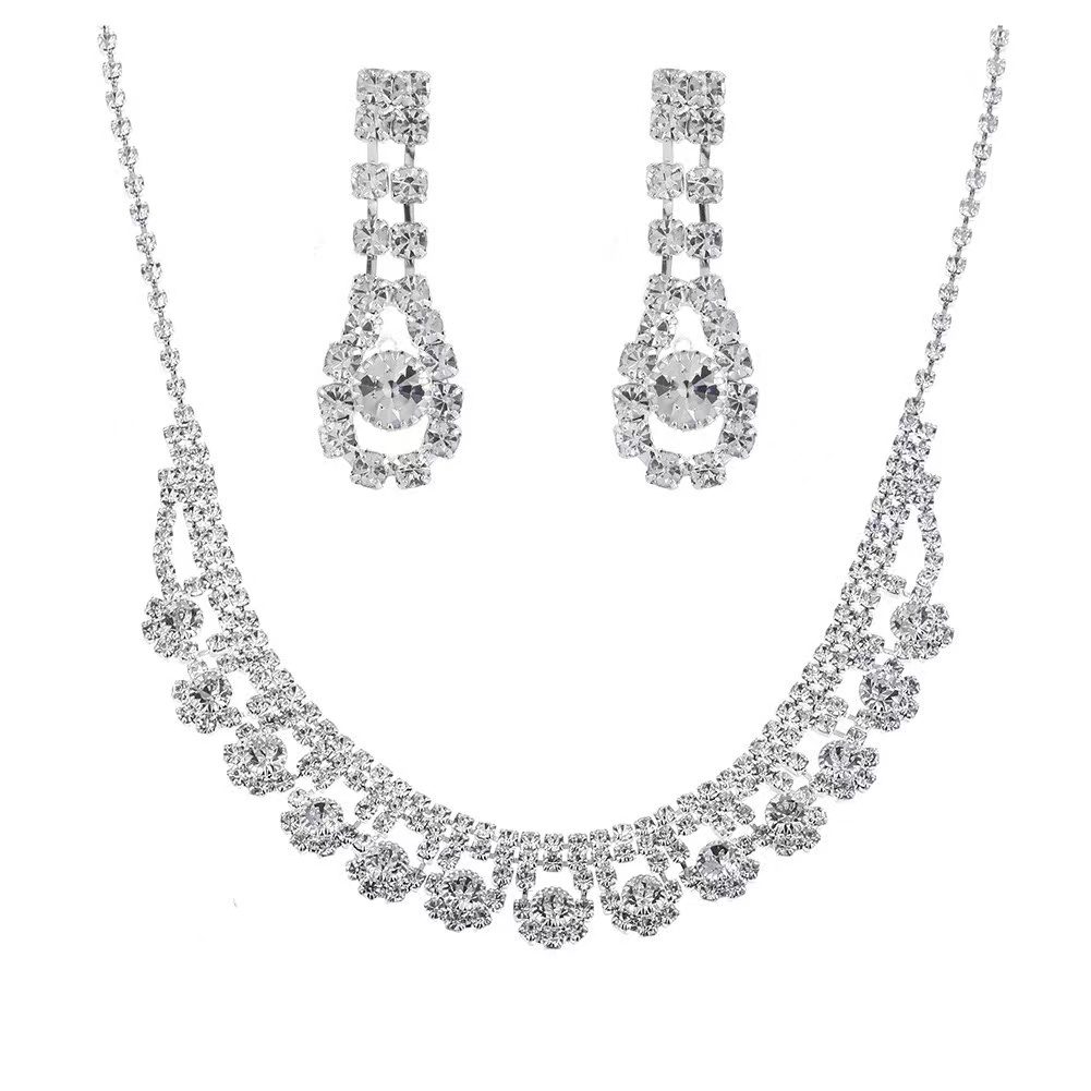 Metal claw chain rhinestone wedding necklace Bridal necklace earrings