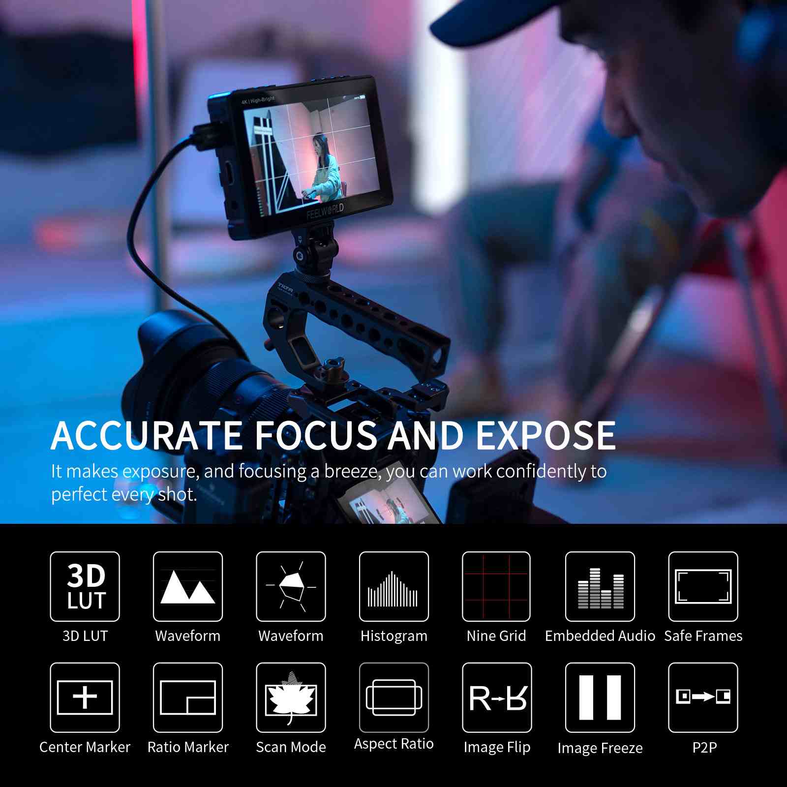 F5 PROX 5.5 Inch 1600nit High Bright DSLR Camera Field Monitor F970 Install and Power Kit